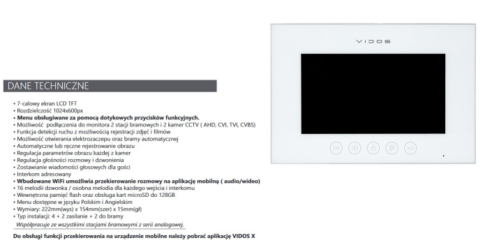 Wideodomofon WiFi czytnik linii papilarnych Vidos S601Z2-M11WX